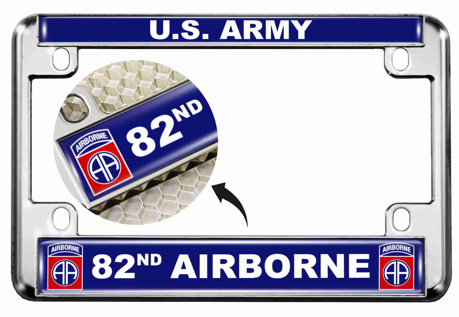 U.S. Army 82nd Airborne - Motorcycle Metal License Plate Frame